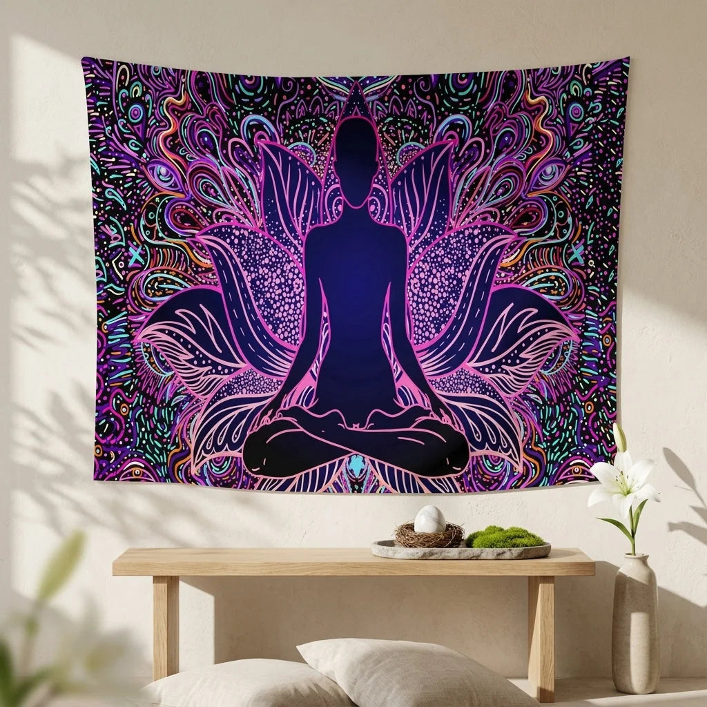 Geometric Flannel Meditation Tapestry For Calm Spaces