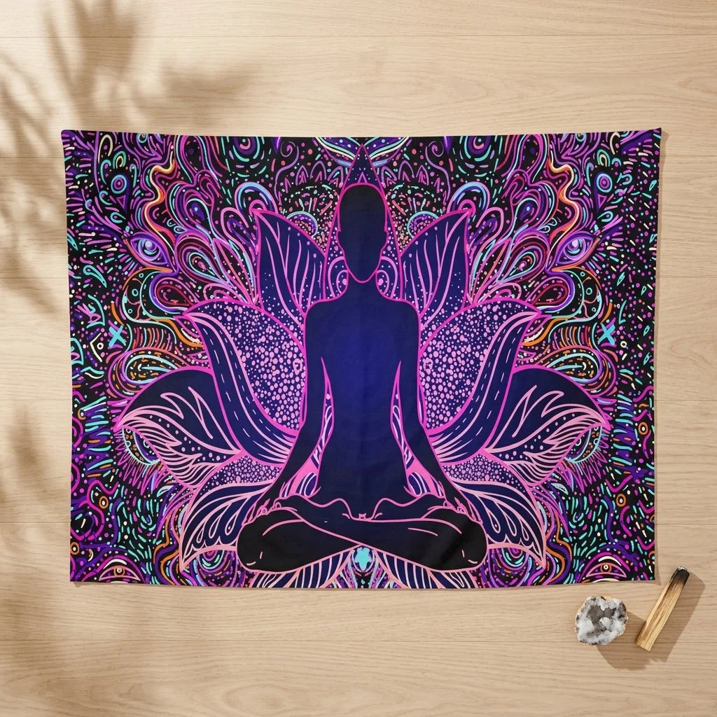 Geometric Flannel Meditation Tapestry For Calm Spaces