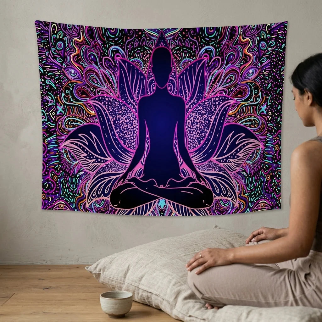 Geometric Flannel Meditation Tapestry For Calm Spaces
