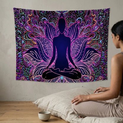 Geometric Flannel Meditation Tapestry For Calm Spaces