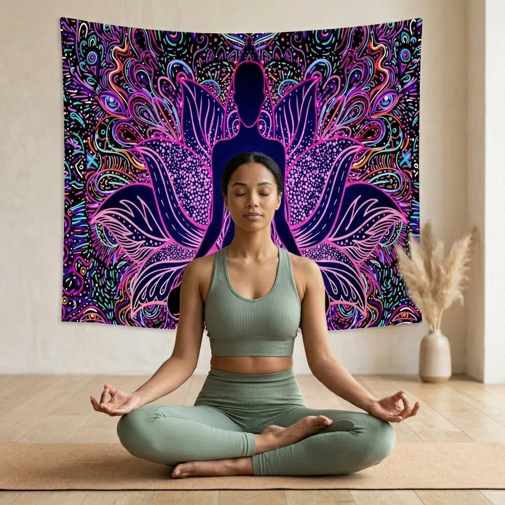 Geometric Flannel Meditation Tapestry For Calm Spaces