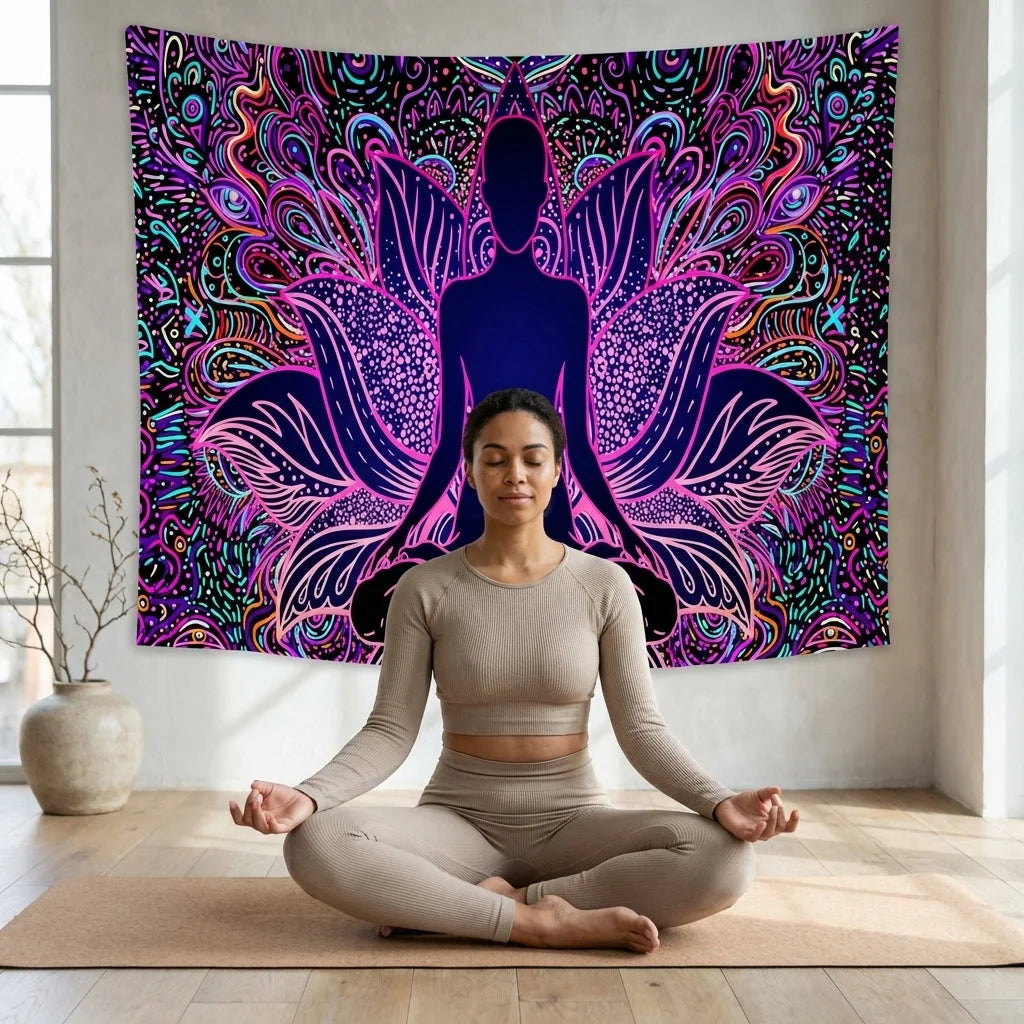 Geometric Flannel Meditation Tapestry For Calm Spaces