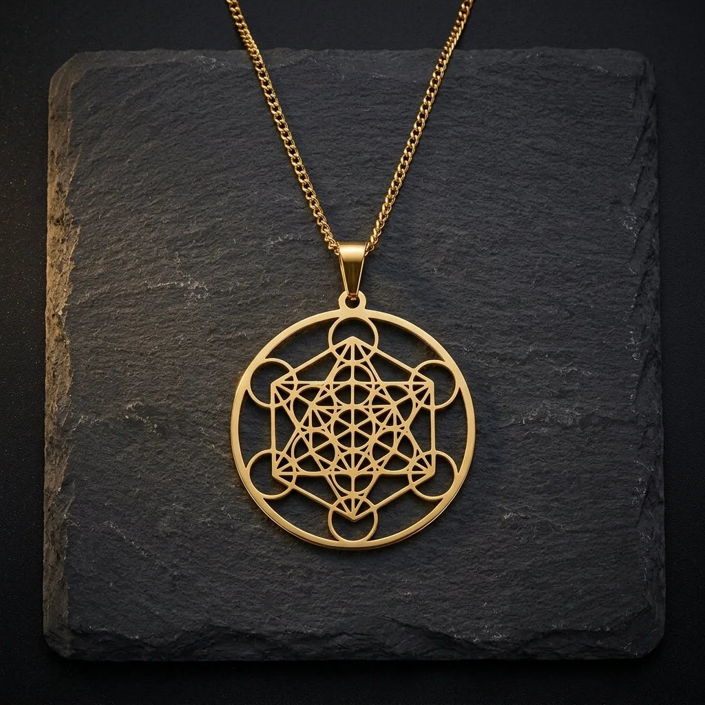 Geometric Pendant Necklace With Celestial Charm