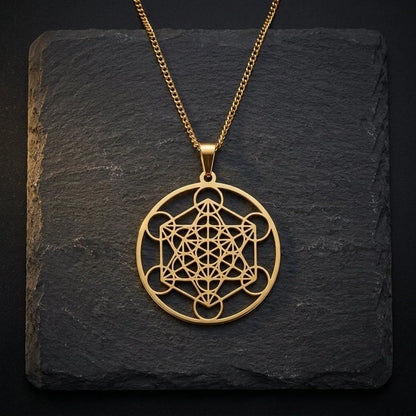 Geometric Pendant Necklace With Celestial Charm