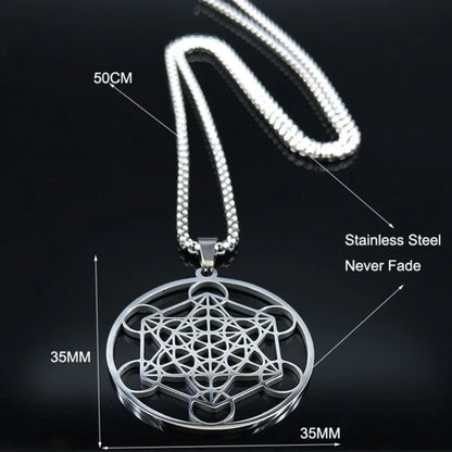 Geometric Pendant Necklace With Celestial Charm