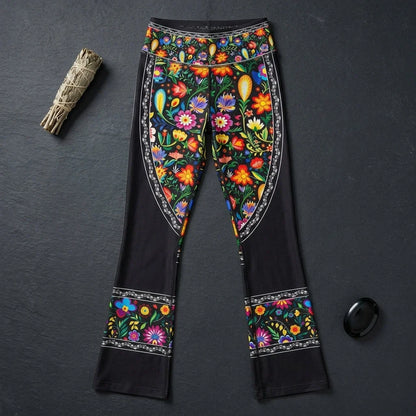 Girls Flare Leggings With Floral Fiesta Print