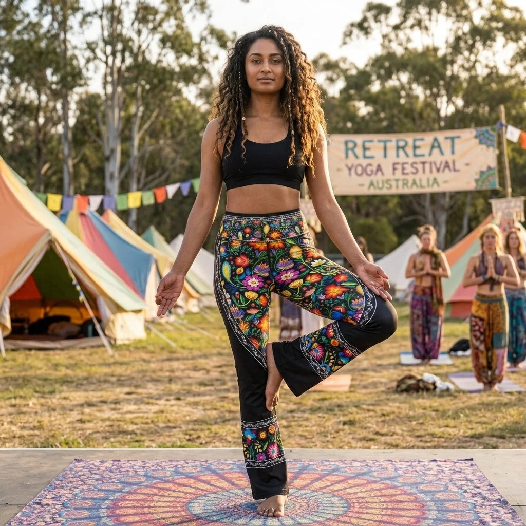 Girls Flare Leggings With Floral Fiesta Print