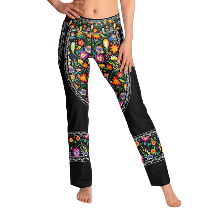 Girls Flare Leggings With Floral Fiesta Print