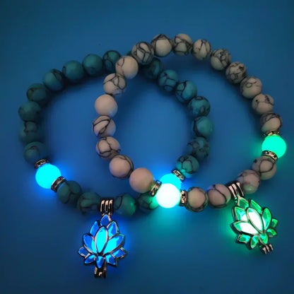 Glow In The Dark Turquoise Beaded Bracelets