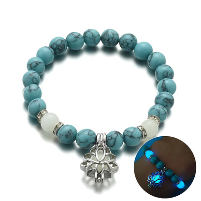 Glow In The Dark Turquoise Beaded Bracelets