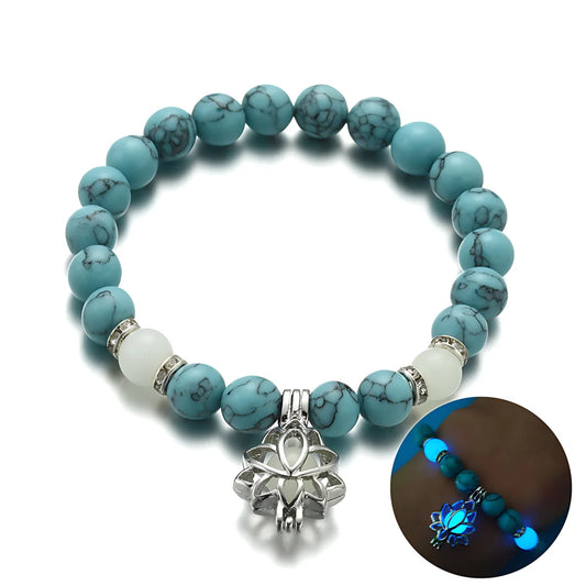 Glow In The Dark Turquoise Beaded Bracelets