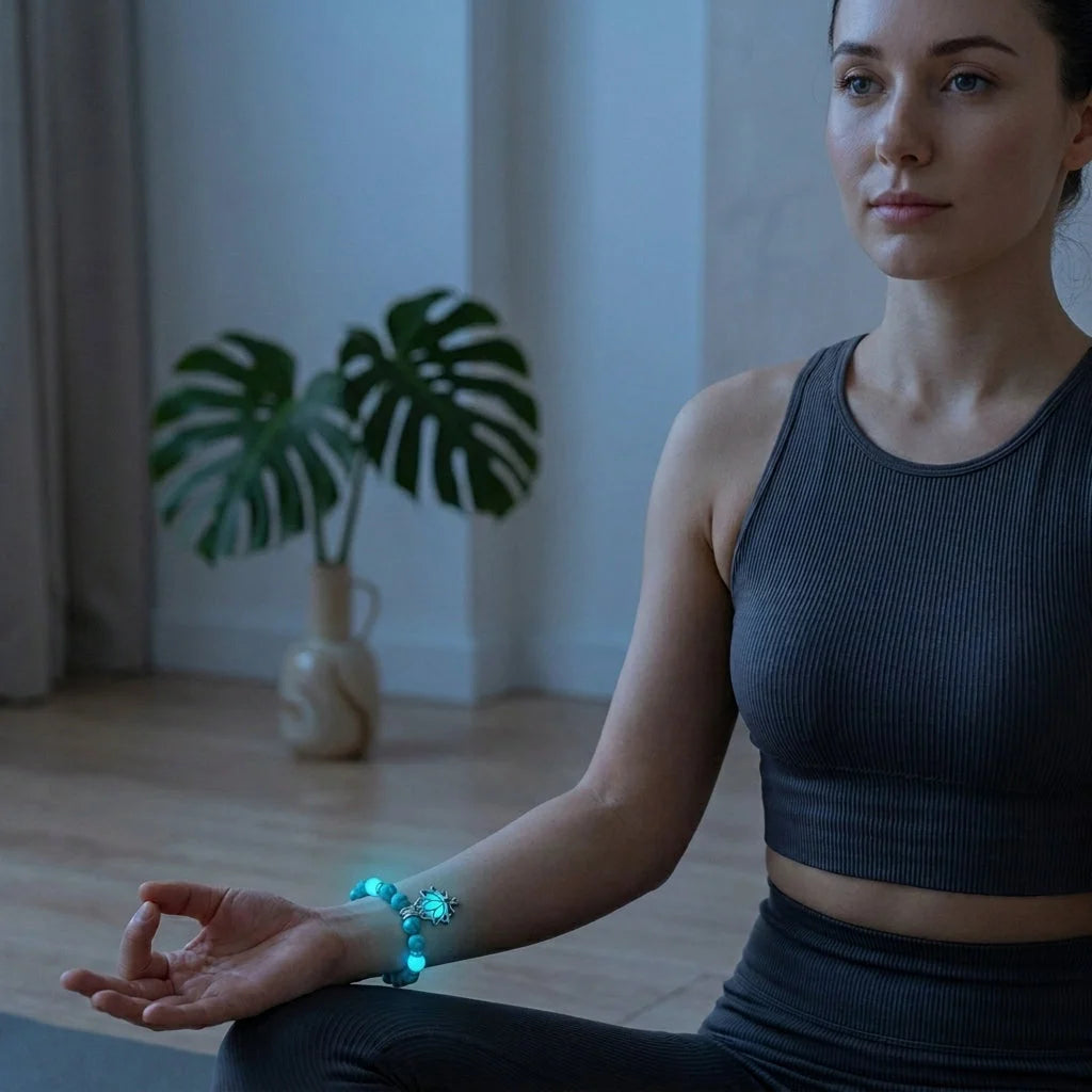 Glow In The Dark Turquoise Beaded Bracelets