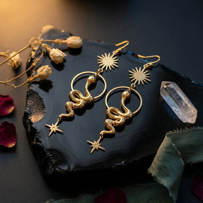 Gold Snake Bohemian Style Earrings For Bold Souls - Gold