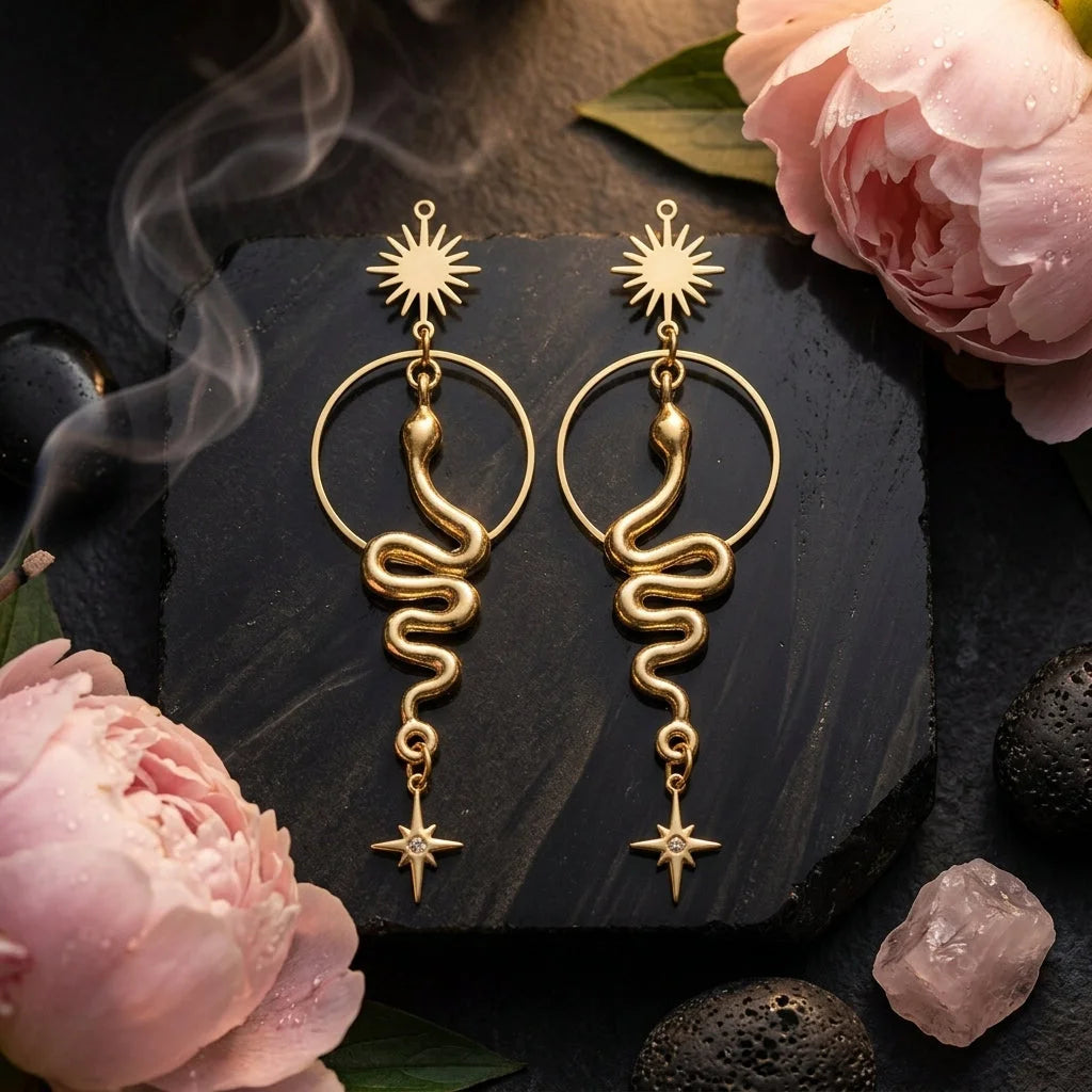 Gold Snake Bohemian Style Earrings For Bold Souls - Gold