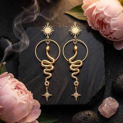 Gold Snake Bohemian Style Earrings For Bold Souls - Gold