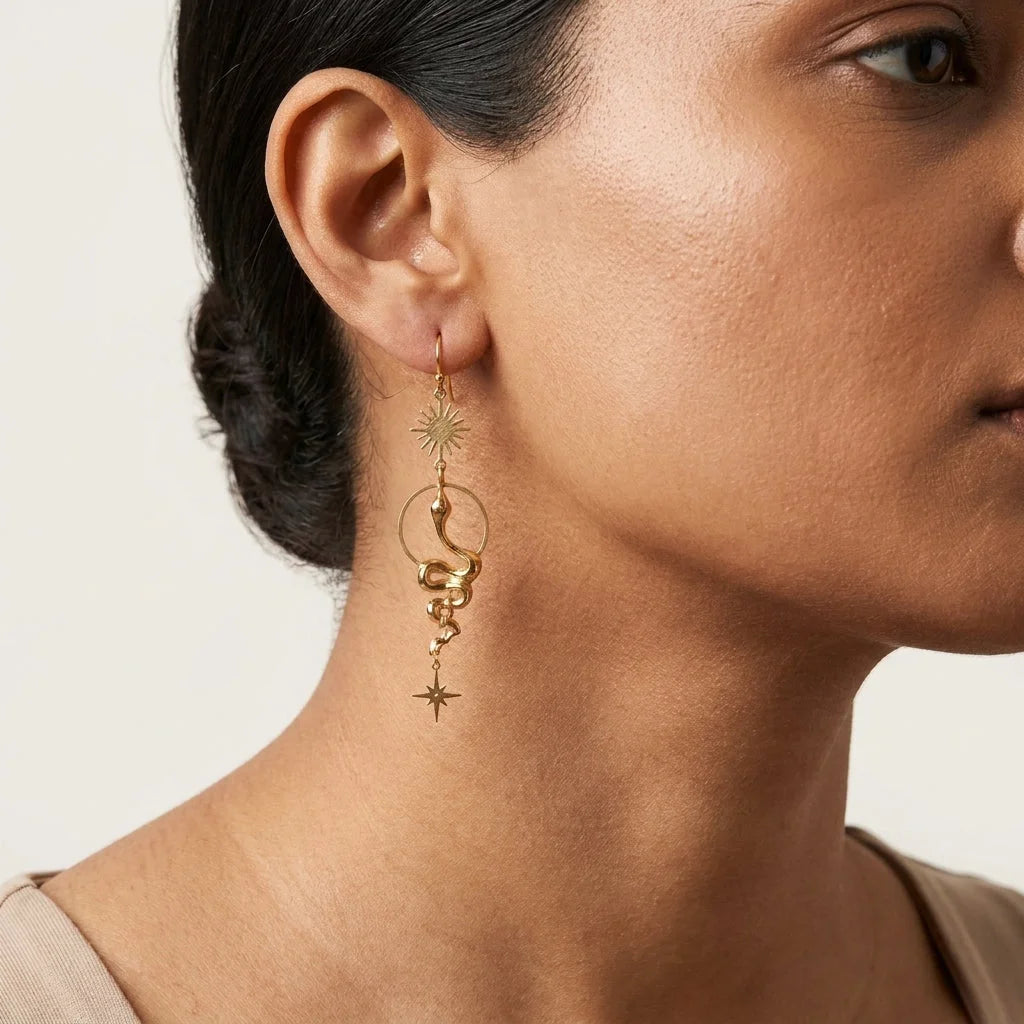 Gold Snake Bohemian Style Earrings For Bold Souls - Gold