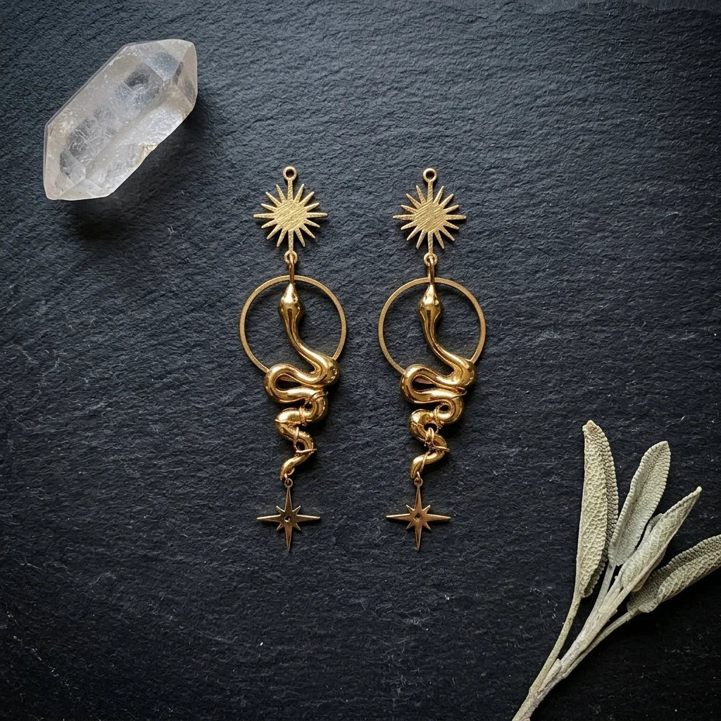Gold Snake Bohemian Style Earrings For Bold Souls - Gold