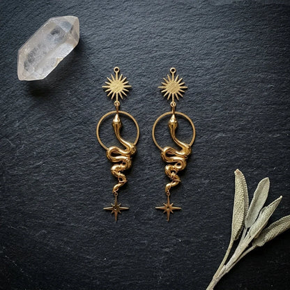 Gold Snake Bohemian Style Earrings For Bold Souls - Gold