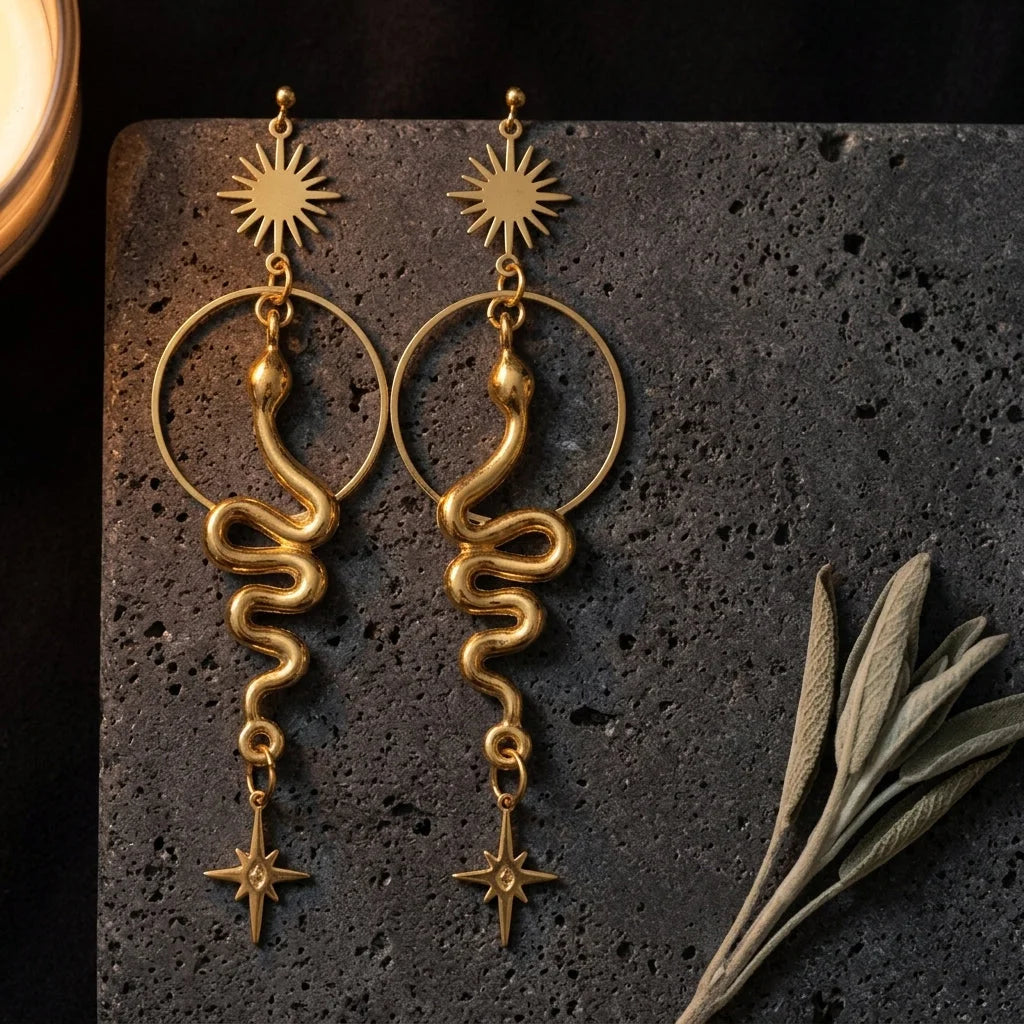Gold Snake Bohemian Style Earrings For Bold Souls - Gold