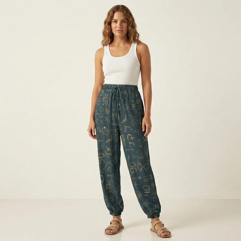 Golden Alchemy Harem Pants For Womens – Midnight Teal