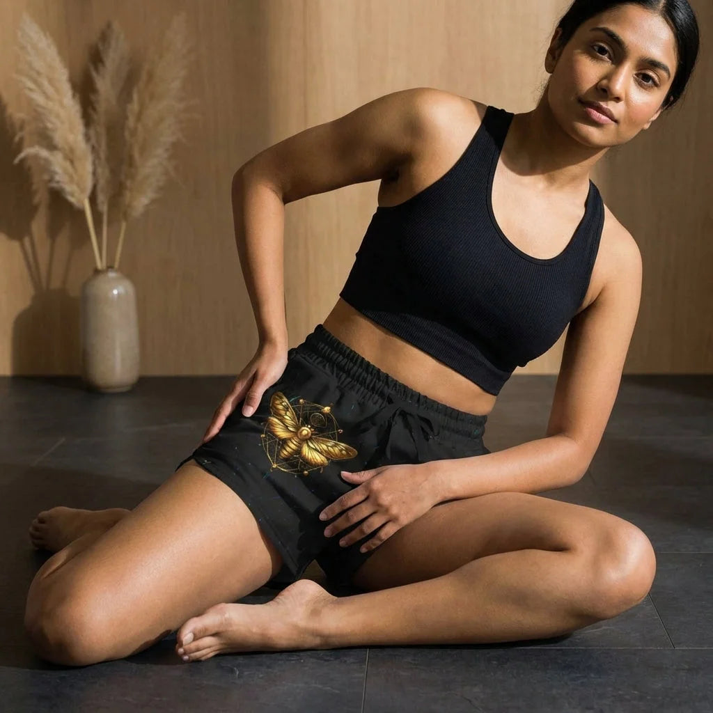 Golden Moth Loose Fit Shorts With Chakra Symbol