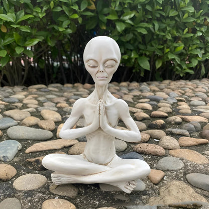 Graceful Yoga Skeleton Figurines In Resin - Milky White / 120x70x165mm