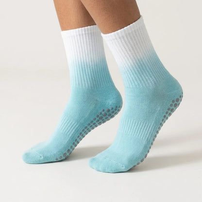 Gradient Dyed Yoga Grip Socks For Stability And Style