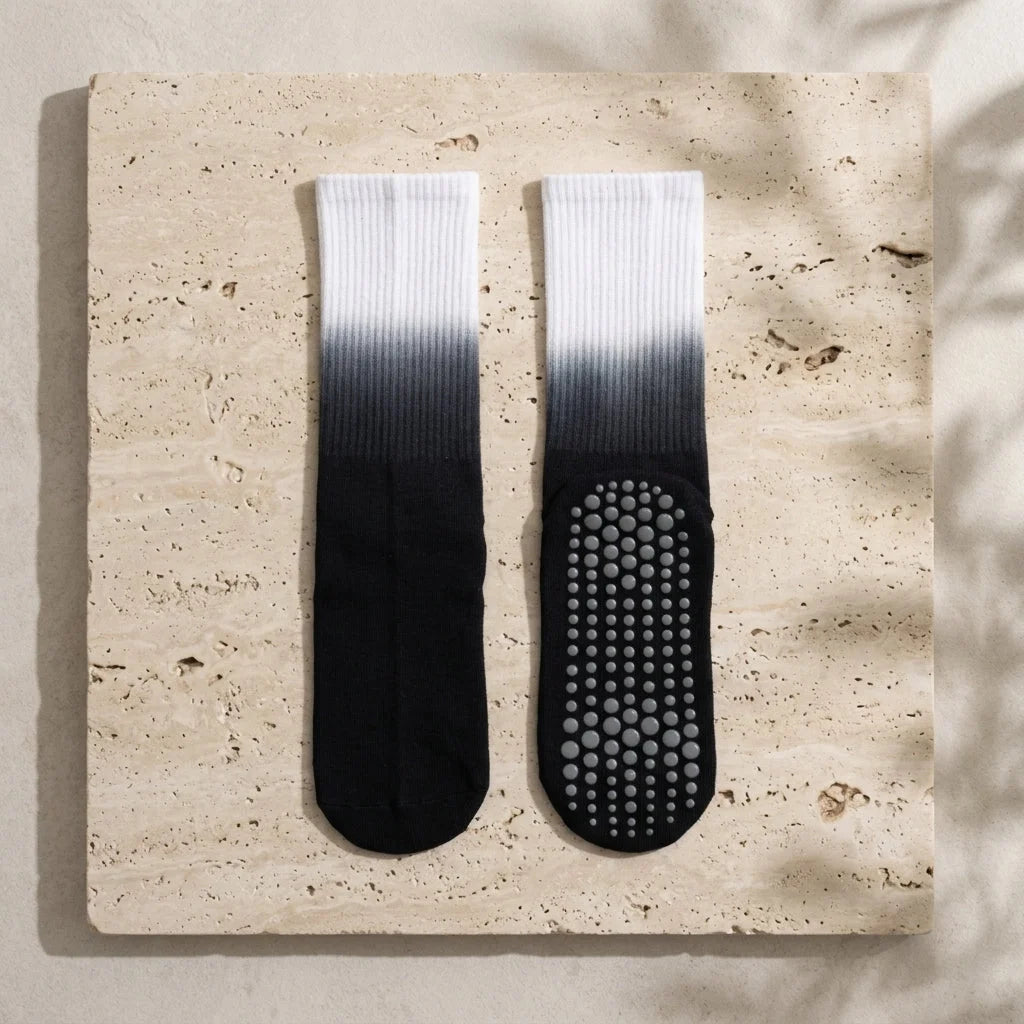 Gradient Dyed Yoga Grip Socks For Stability And Style