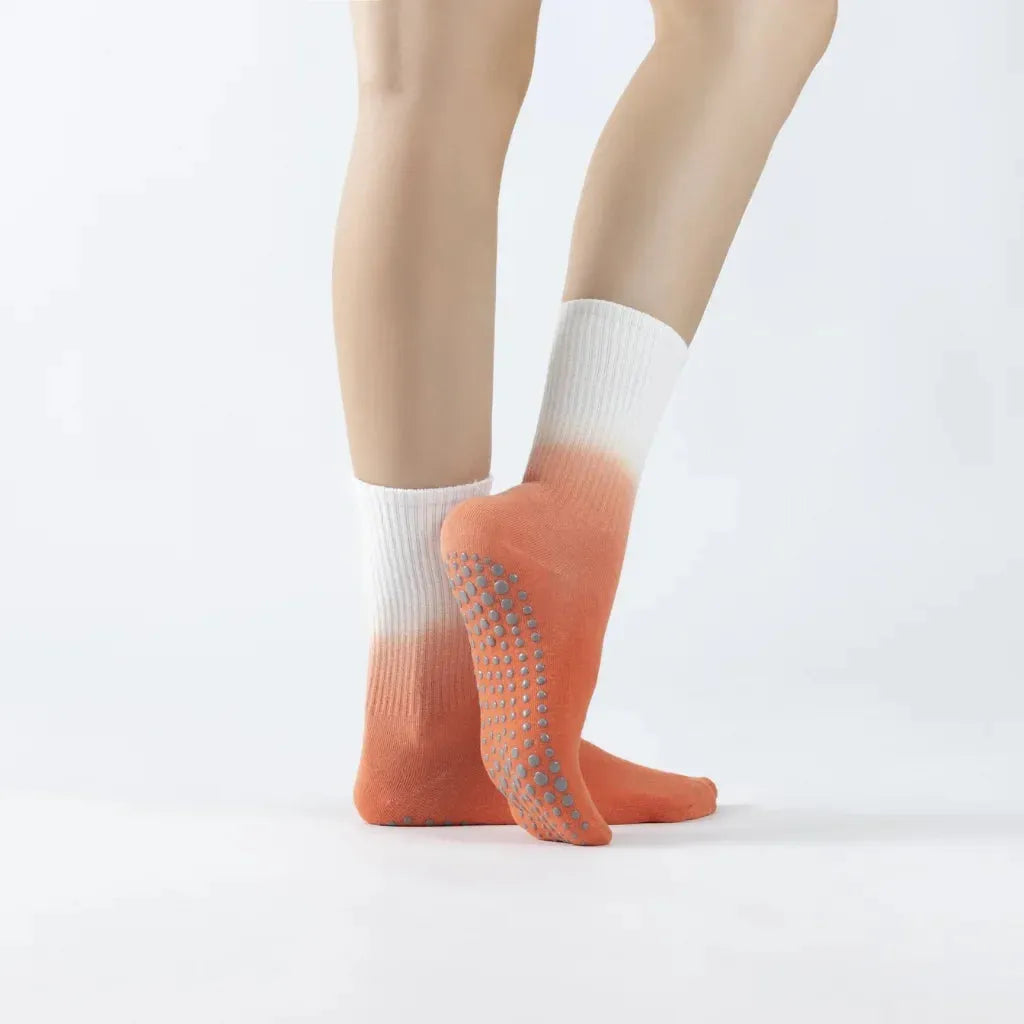 Gradient Dyed Yoga Grip Socks For Stability And Style