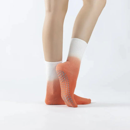 Gradient Dyed Yoga Grip Socks For Stability And Style