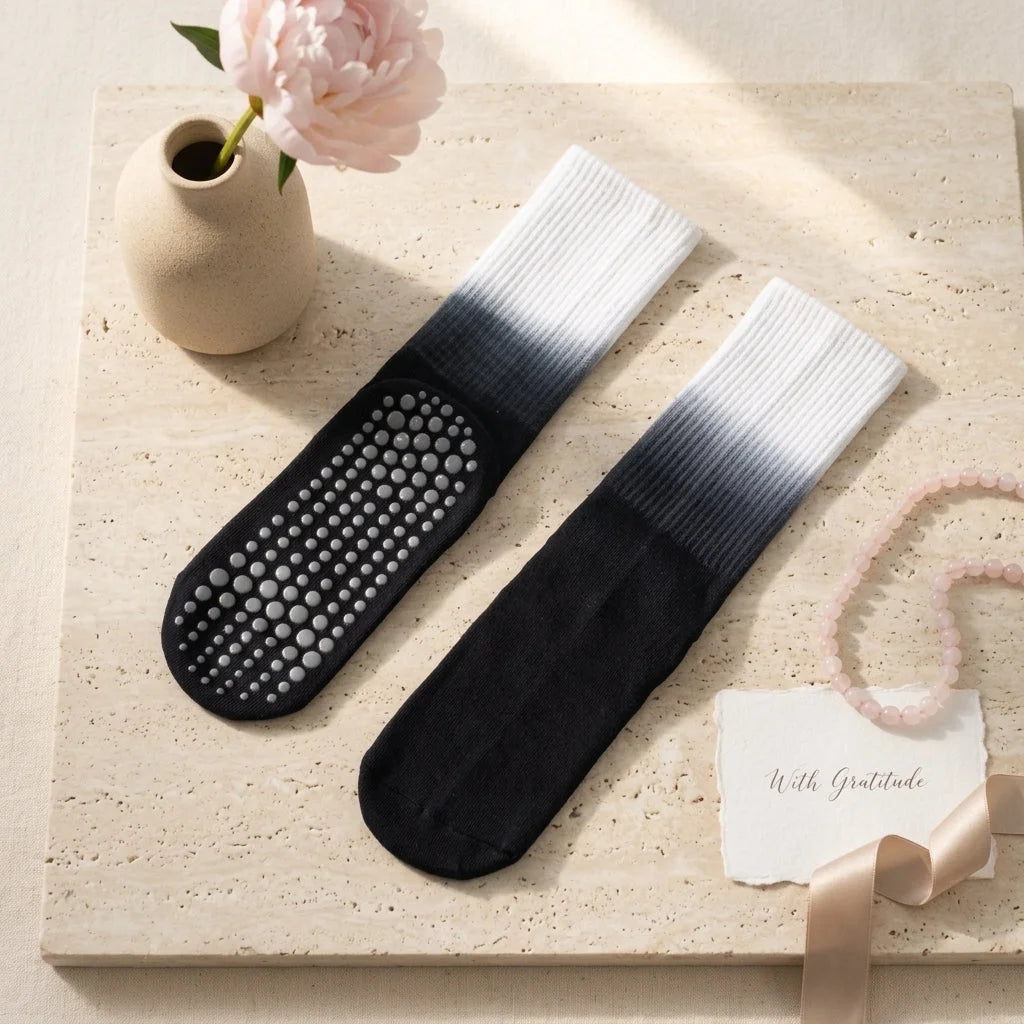 Gradient Dyed Yoga Grip Socks For Stability And Style