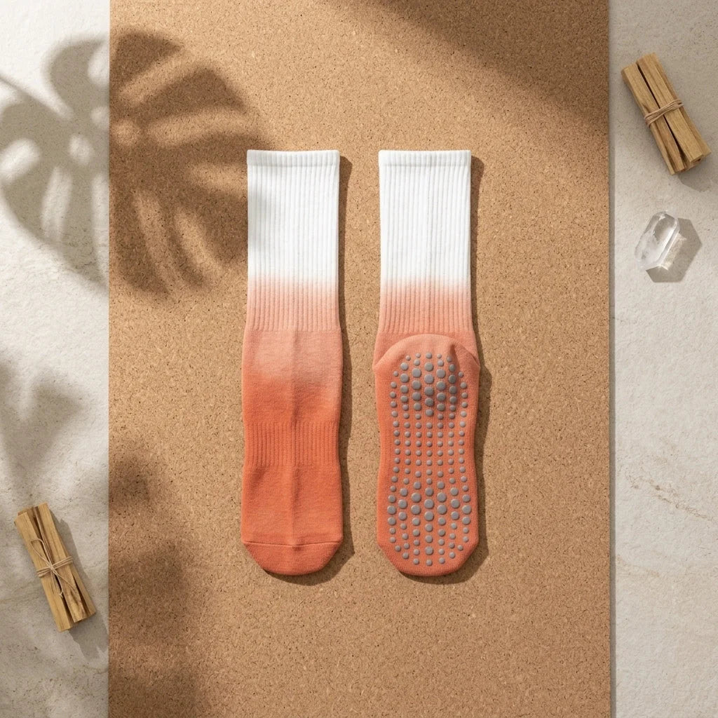 Gradient Dyed Yoga Grip Socks For Stability And Style