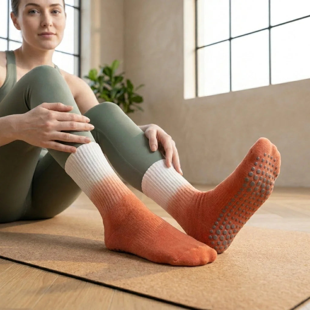 Gradient Dyed Yoga Grip Socks For Stability And Style