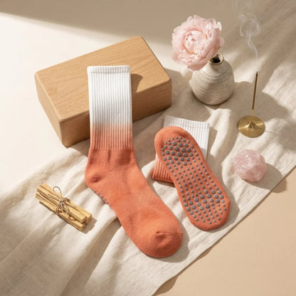 Gradient Dyed Yoga Grip Socks For Stability And Style