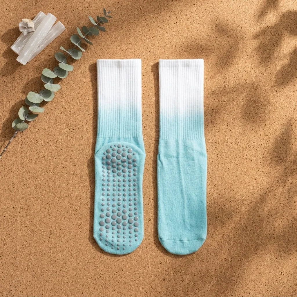 Gradient Dyed Yoga Grip Socks For Stability And Style