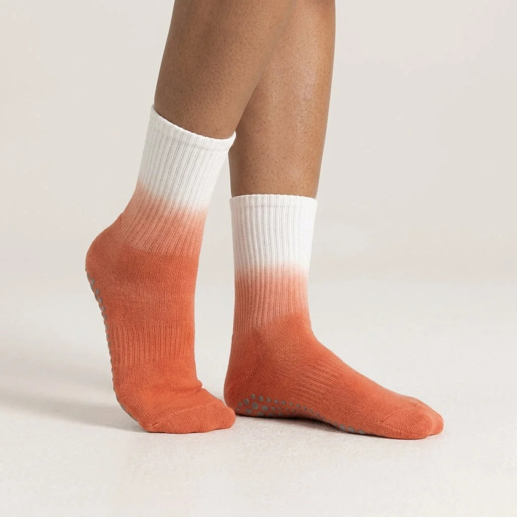 Gradient Dyed Yoga Grip Socks For Stability And Style