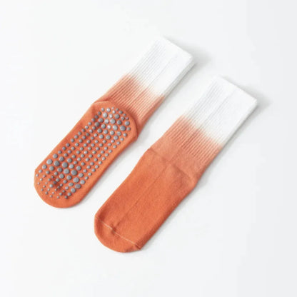 Gradient Dyed Yoga Grip Socks For Stability And Style - Watermelon Red / one size
