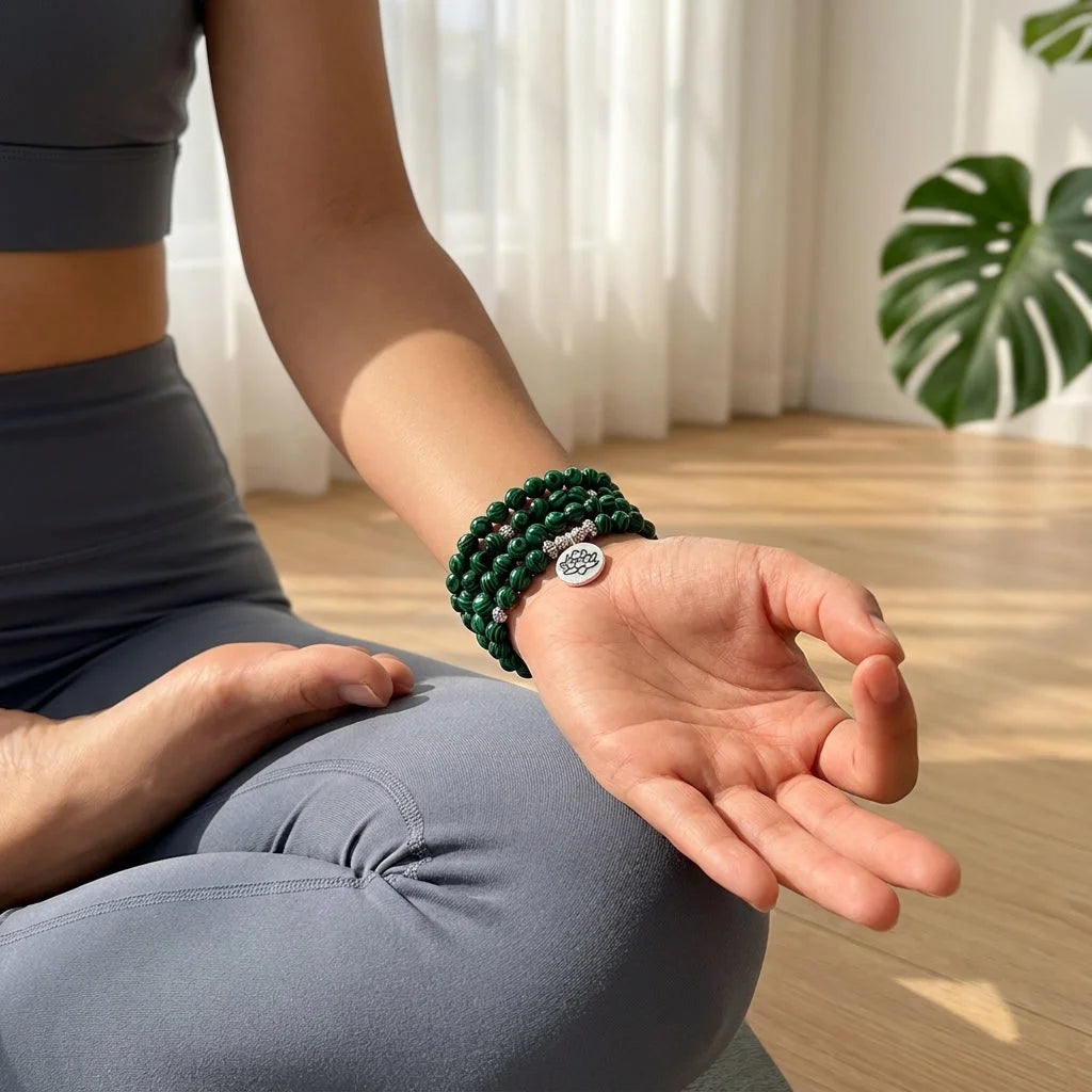 Green Agate Geometry Wrap Bracelet For Women - Green