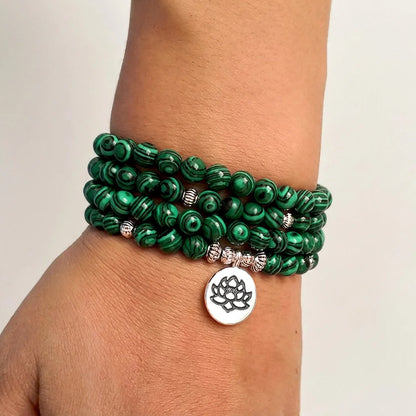 Green Agate Geometry Wrap Bracelet For Women - Green