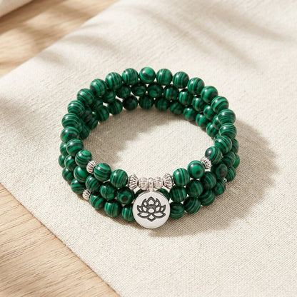 Green Agate Geometry Wrap Bracelet For Women - Green