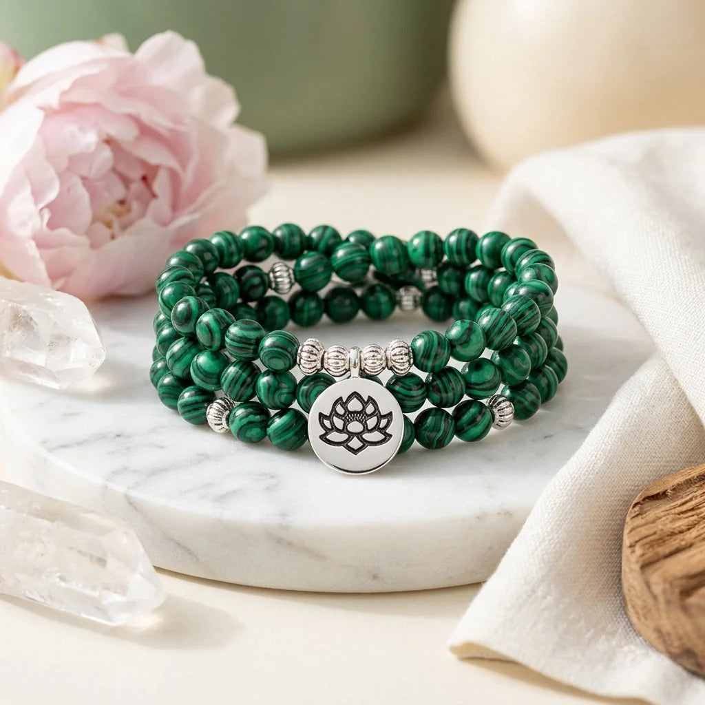 Green Agate Geometry Wrap Bracelet For Women - Green
