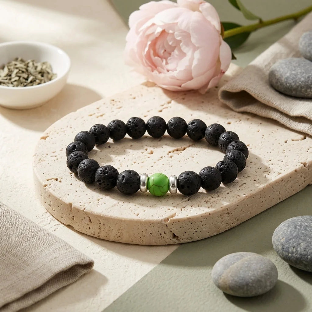 Grounded Energy Volcanic Rock Bracelet Unisex Style