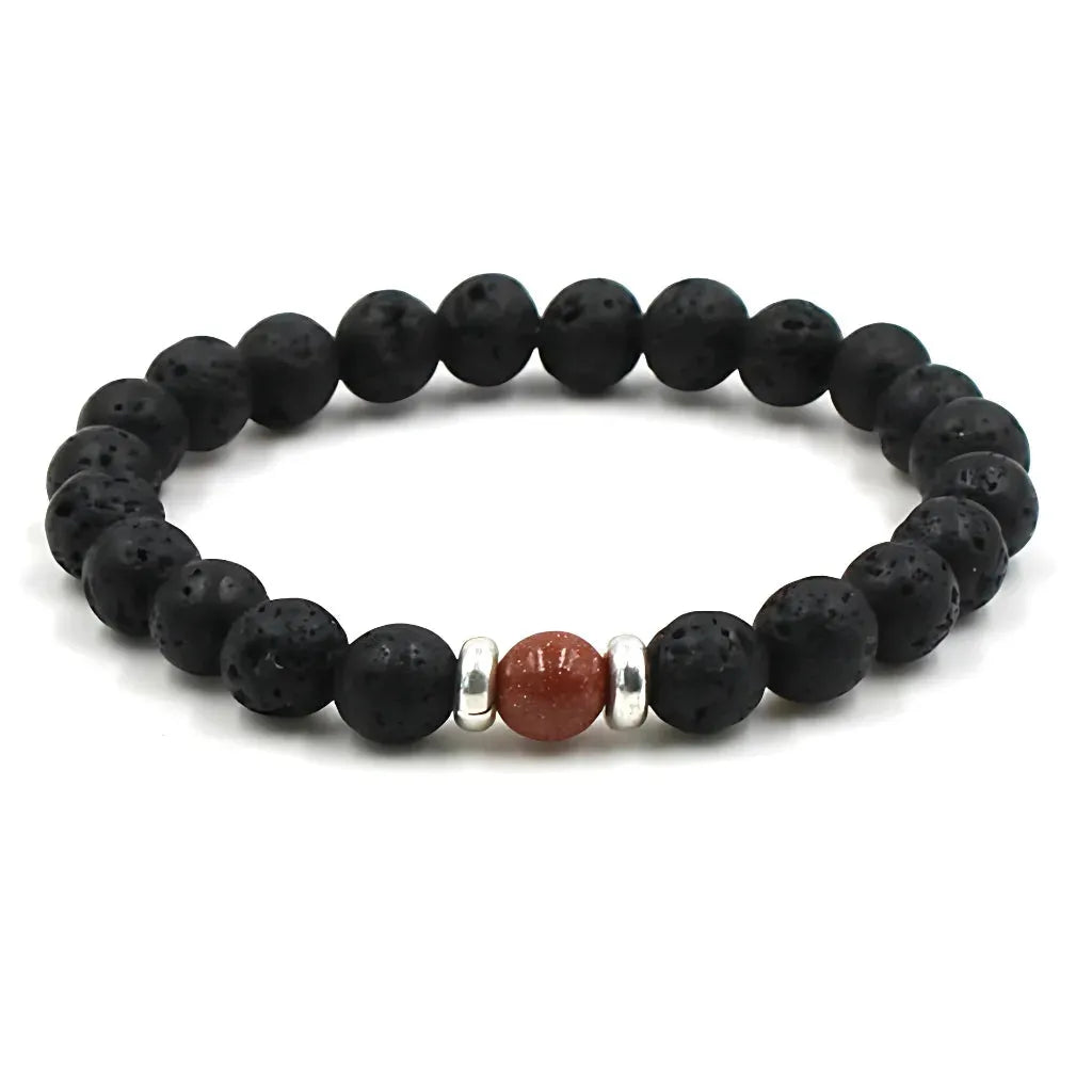 Grounded Energy Volcanic Rock Bracelet Unisex Style - goldstone