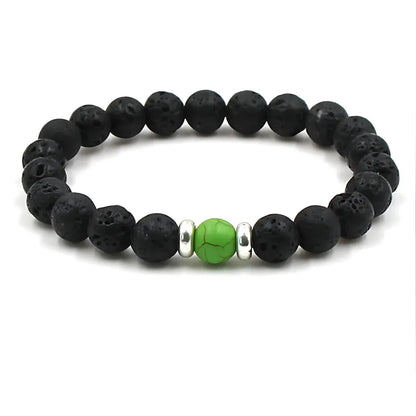 Grounded Energy Volcanic Rock Bracelet Unisex Style - Green pine