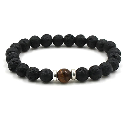 Grounded Energy Volcanic Rock Bracelet Unisex Style - Tigereye