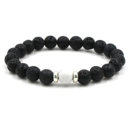 Grounded Energy Volcanic Rock Bracelet Unisex Style - White Turquoise