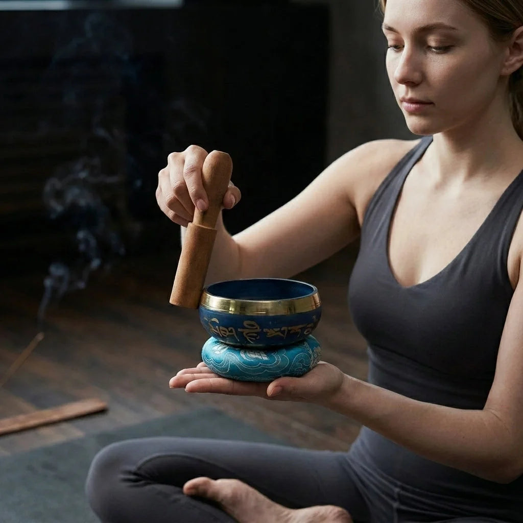 Handcrafted Tibet Singing Bowl With Striker & Mat