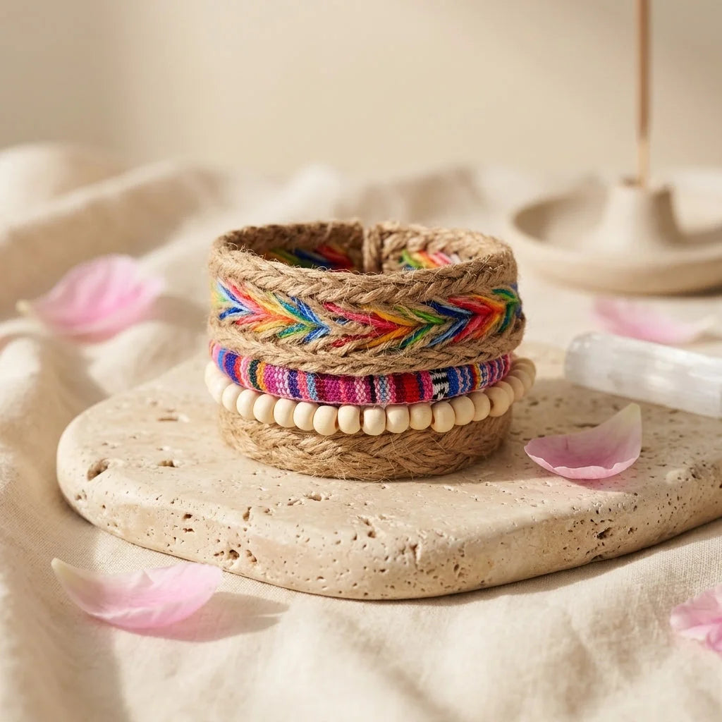 Handcrafted Woven Leather Bracelet For Daily Wear