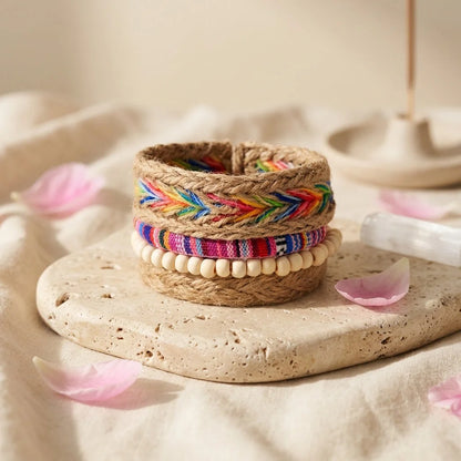 Handcrafted Woven Leather Bracelet For Daily Wear