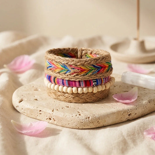 Handcrafted Woven Leather Bracelet For Daily Wear